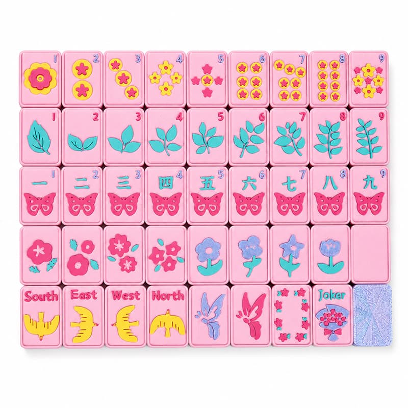 160-Tile American Mahjong Set,Floral Butterfly Mahjong Tiles With Raised 3D Details, 4 Dice & Rules Guide, Complete Mahjong Game Set