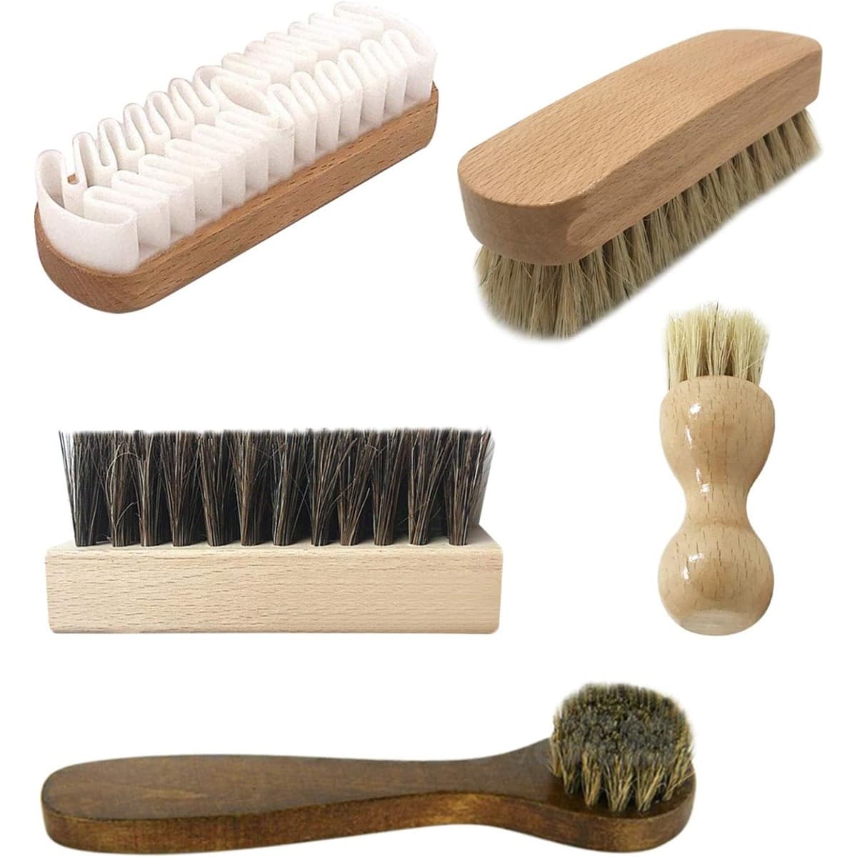 5-Piece Shoe Brush Set For Effective Shoe Care And Cleaning - Versatile Hand-Held Brush Tools