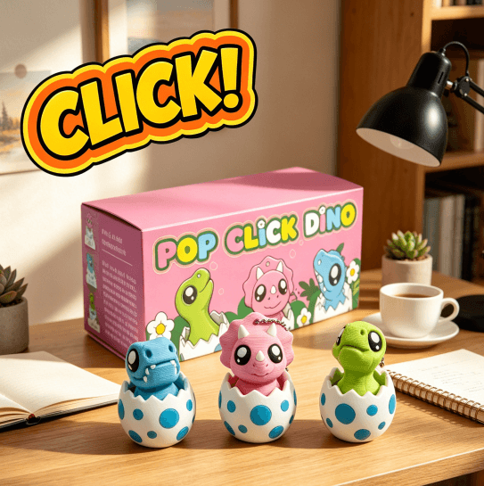 3PCS 3D Printed Dinosaur Egg Clicker Keychain Set, Mini Hatching Dino Press Click Fidget Charms, Cute Desk & Bag Accessories