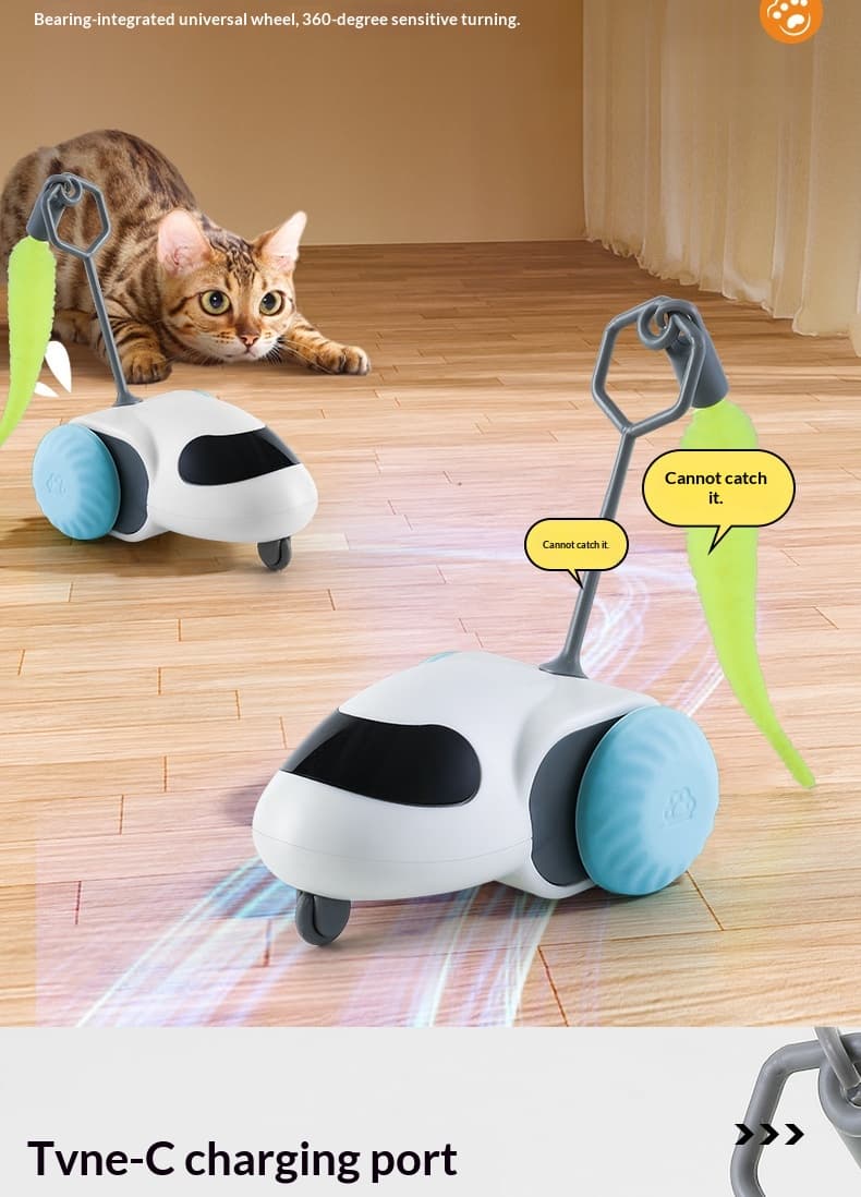 Electric Smart Racing Car Cat Toy With Simulation Mouse, Silent & Durable.