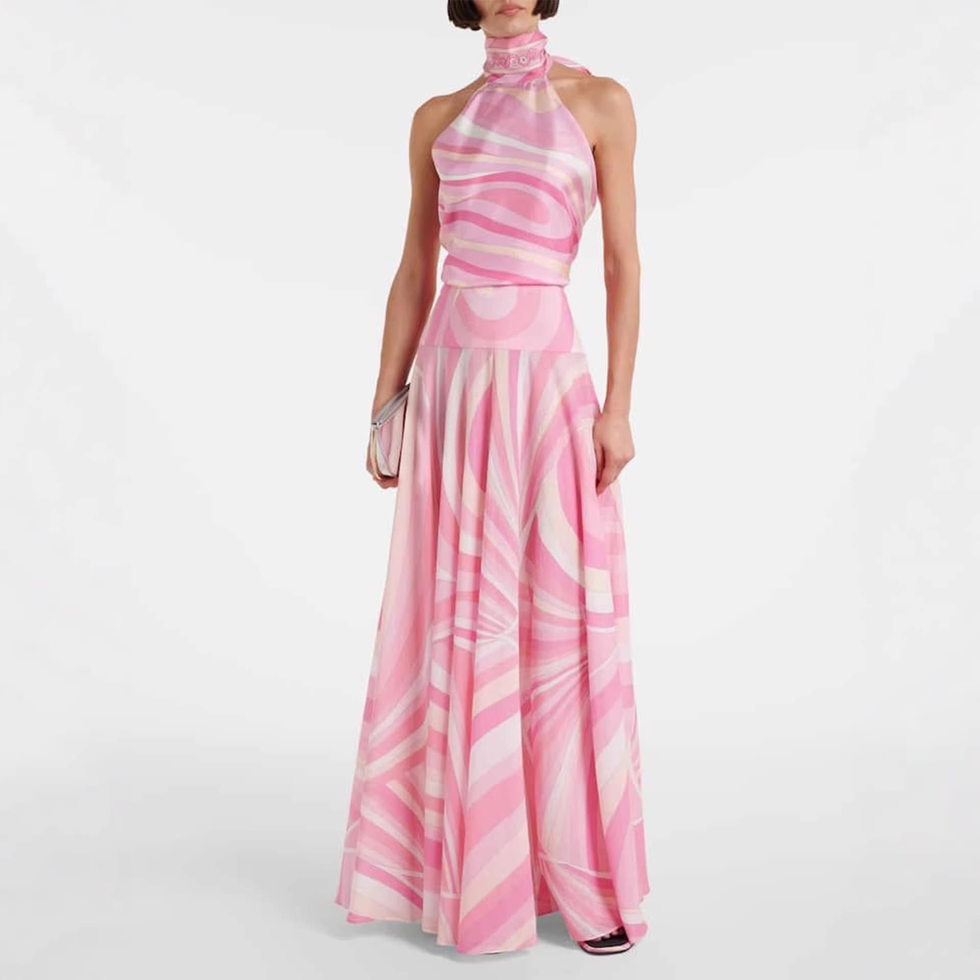 Lace-up Stand-collar Top And High-waisted Long Skirt Two-piece Set