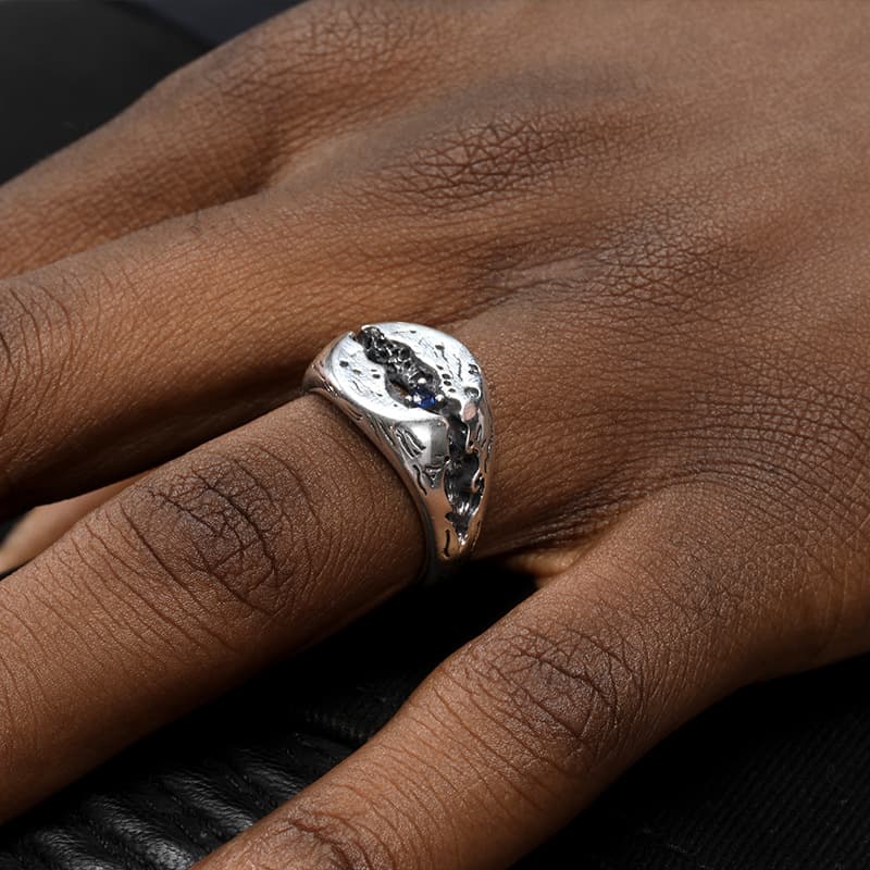 Mens Vintage Personalized Adjustable Open Ring