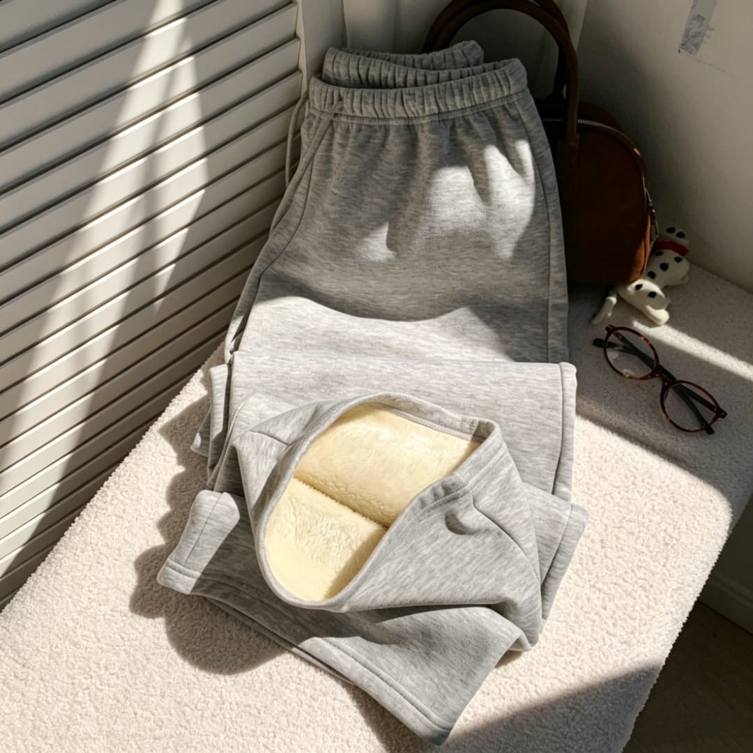 Womens Corduroy Sweatpants With Fleece-Lined Wide Legs