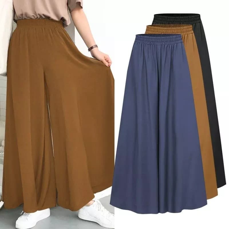 Fashionable Loose-fit Plus-size High-waist Wide-leg Culottes With An Elastic Waistband