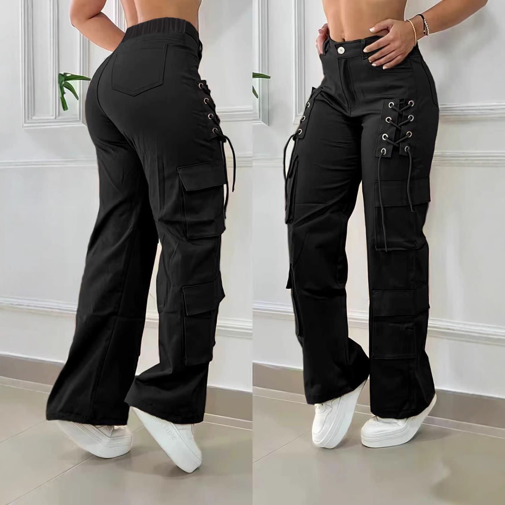 Fashionable Casual And Minimalist Solid-color Cargo Pants With Multiple Pockets