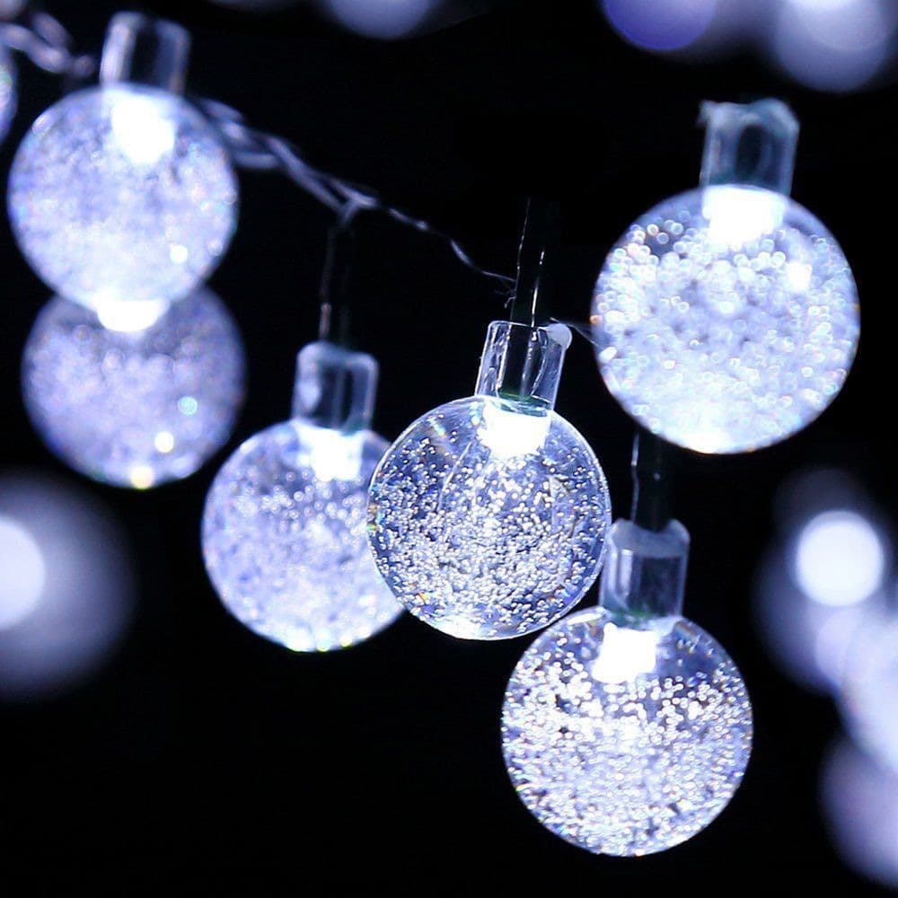 Solar-powered Bubble Ball String Lights Outdoor Water-drop Shaped