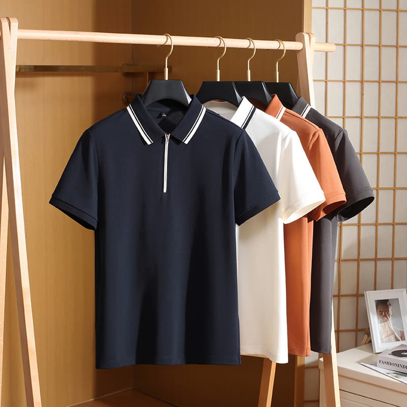 Mens Short-sleeve Polo Shirt With A Turn-down Collar