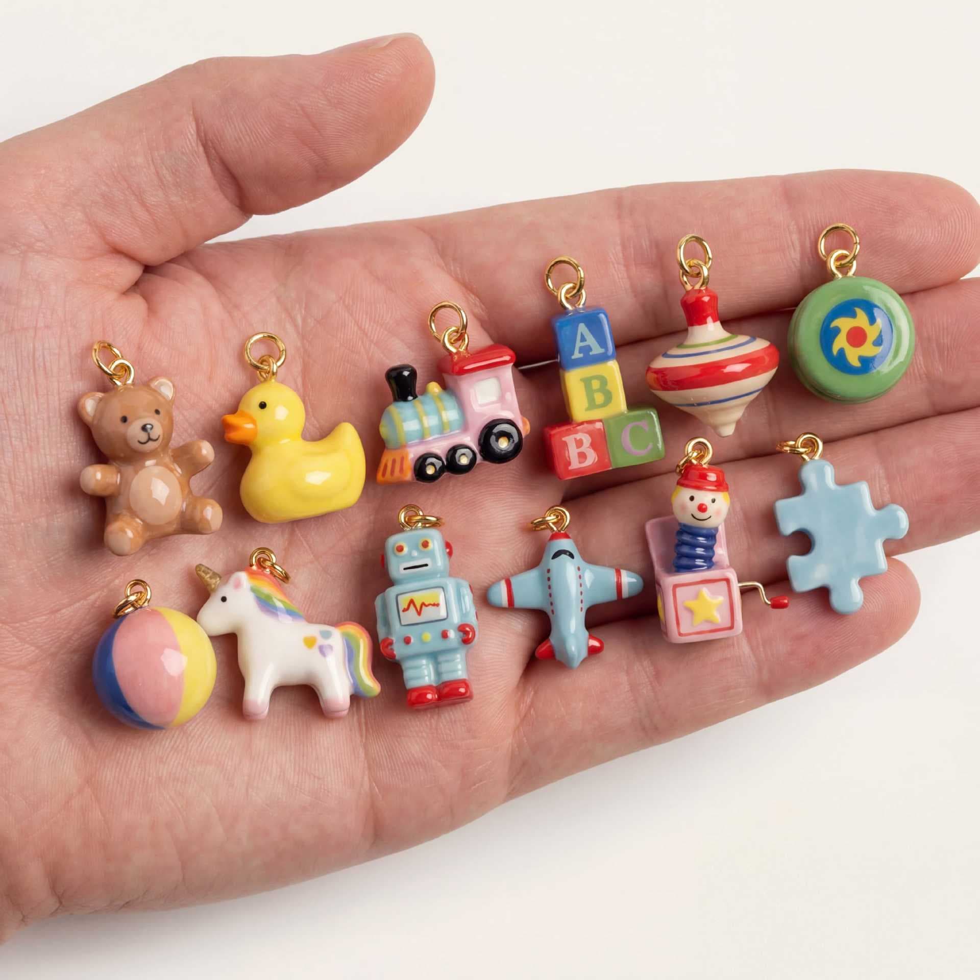 Cute Little Bear And Duck Building Block Pendant Ornament
