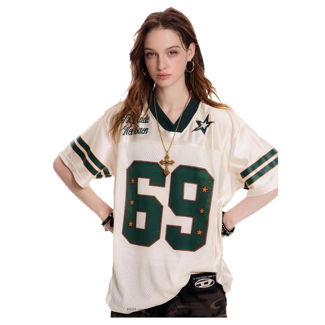 Womens Retro American-Style Short-Sleeve Jersey