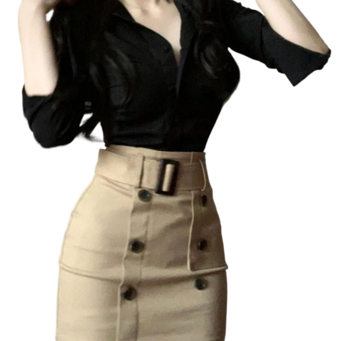 Womens Waist Cinching Slimming And Elegant Shirt Set