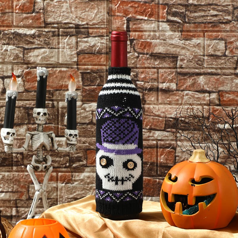 Knitted Halloween Wine Bottle Cover