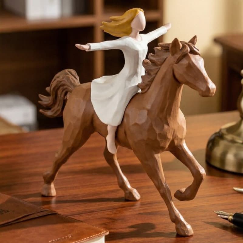 Creative Resin Equestrian Figurine Of A Girl Riding A Horse
