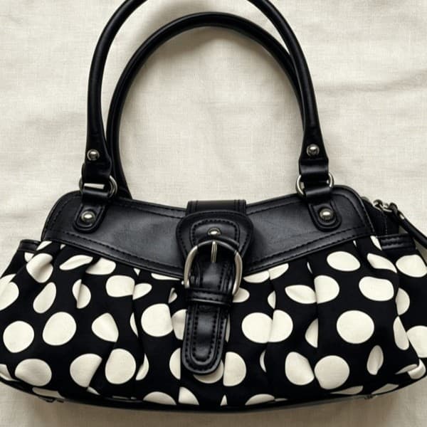 Retro Black-and-white Polka-dot Underarm Shoulder Bag