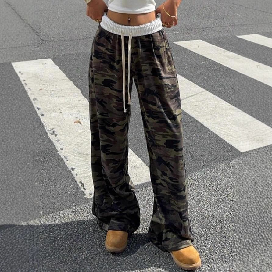 Womens Retro Drapey Loose Wide-Leg Long Pants