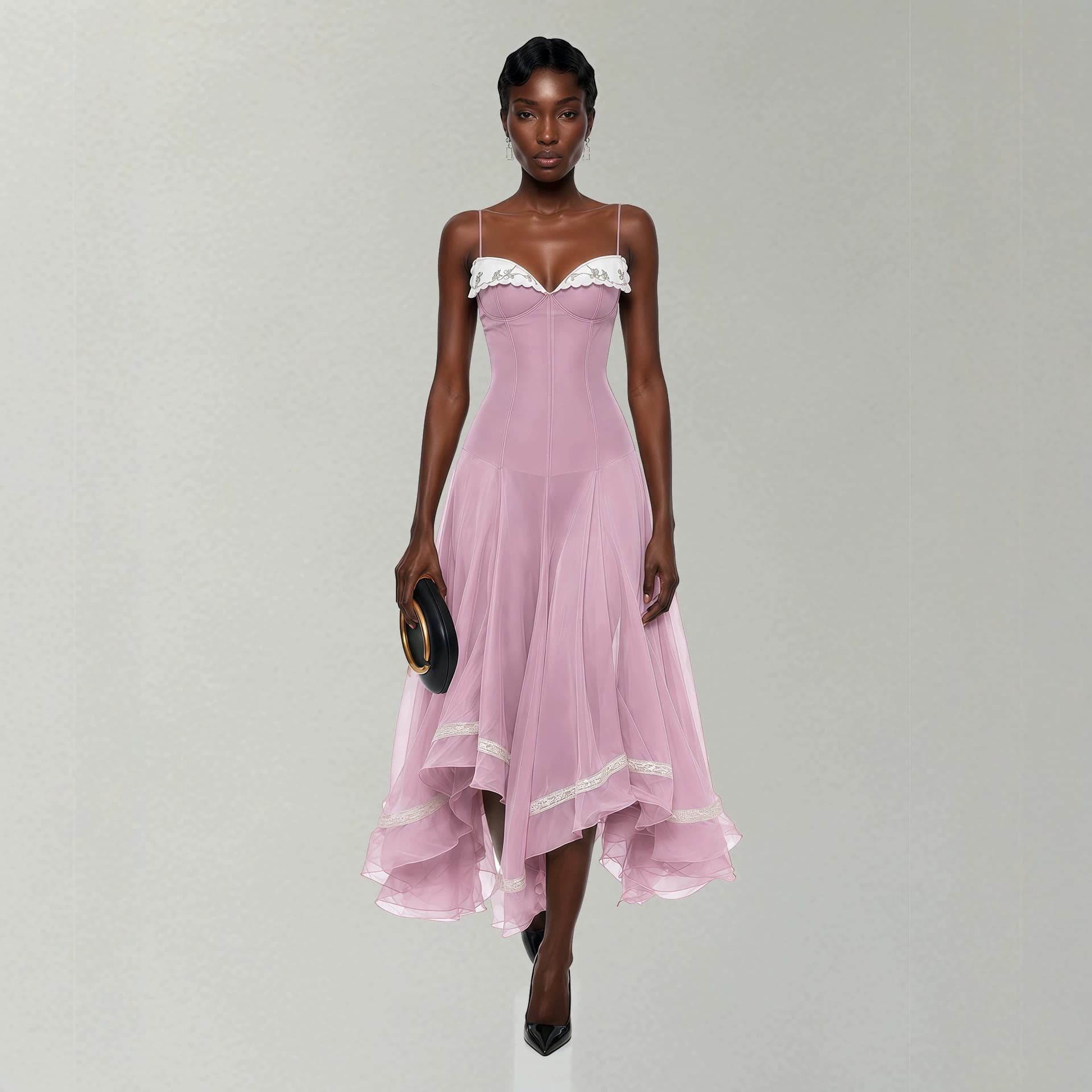 Elegant Asymmetrical Wave-hem Dress For Women