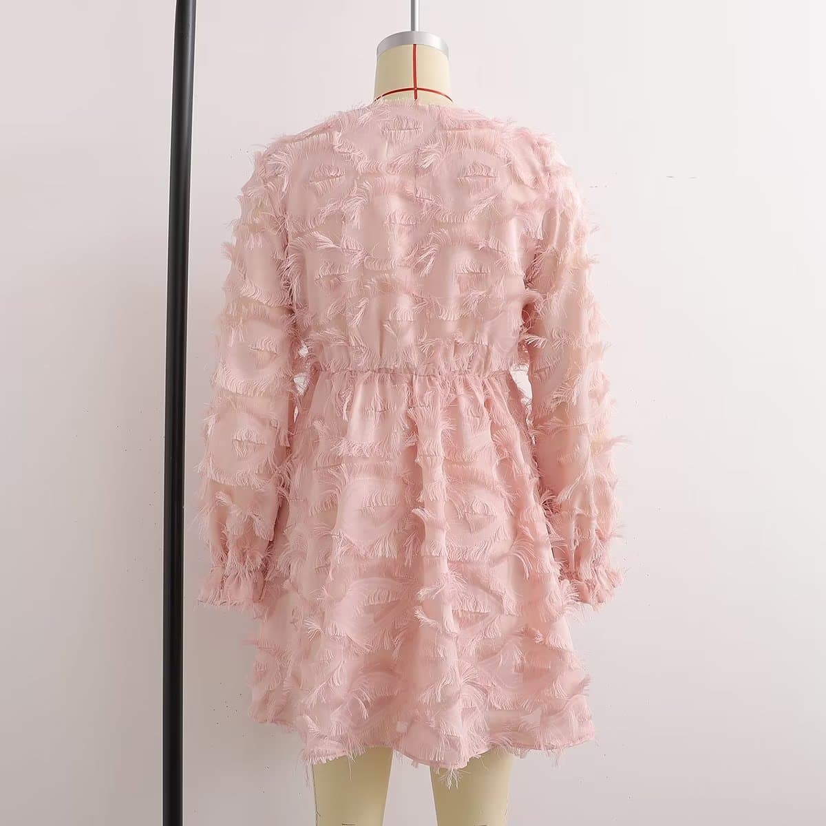 Womens New Long-sleeve Crew-neck Floral-cut Dress