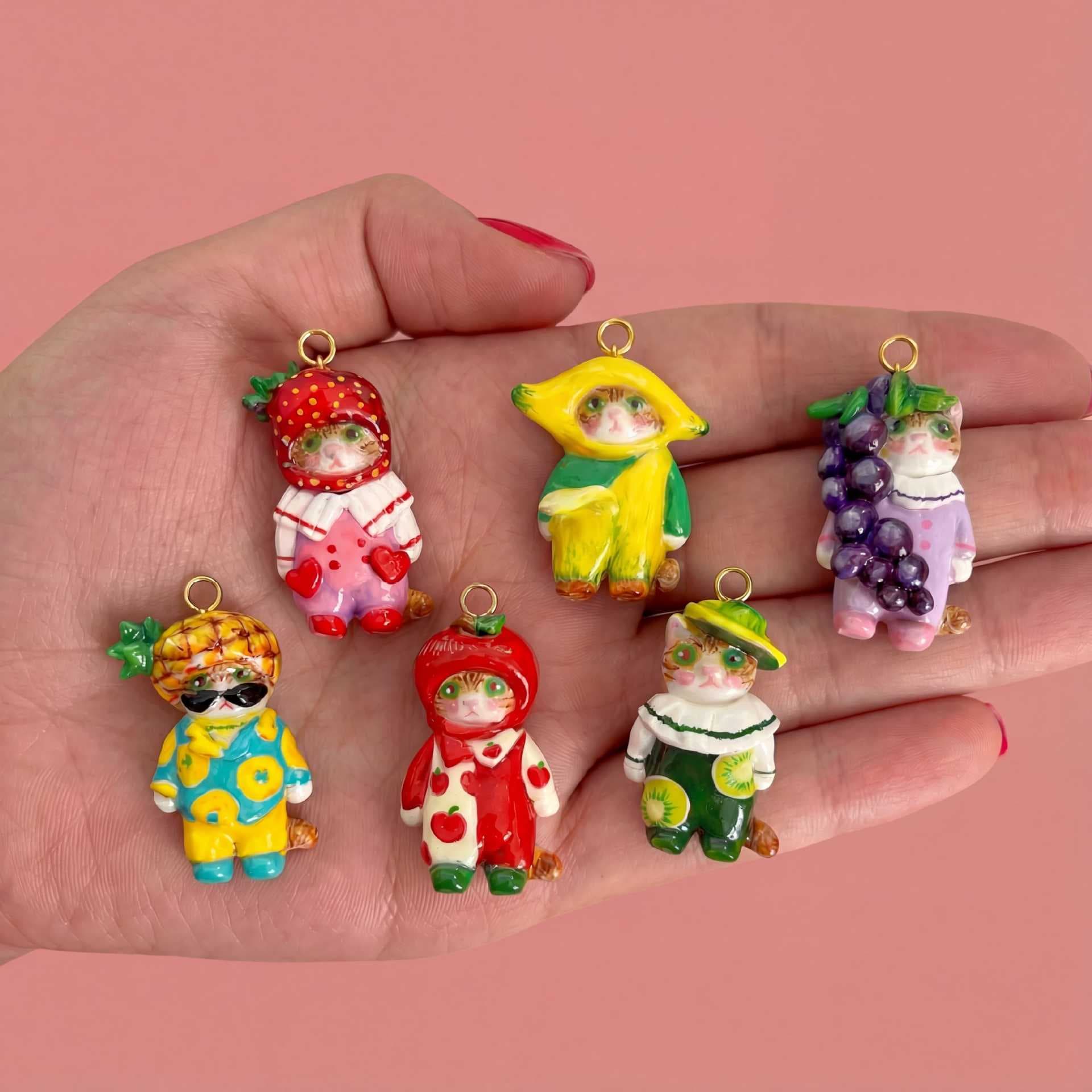 Cute Fruit-shaped Kitten Pendant