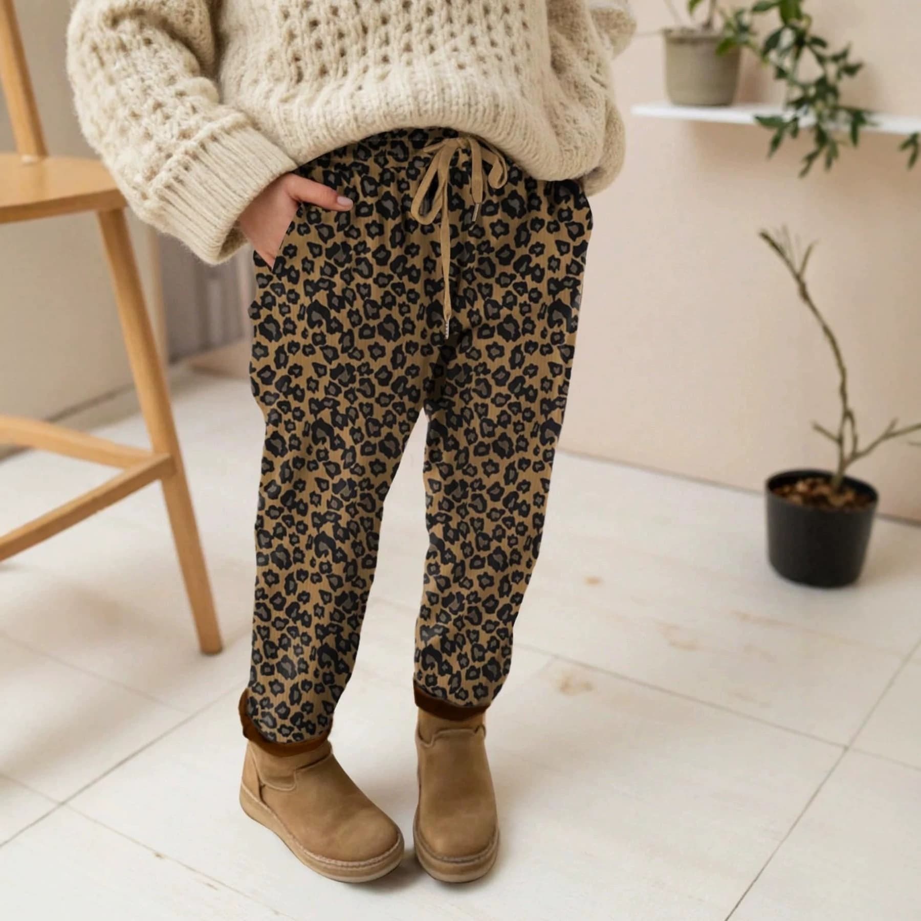 European And American Casual Leopard-print Sweatpants