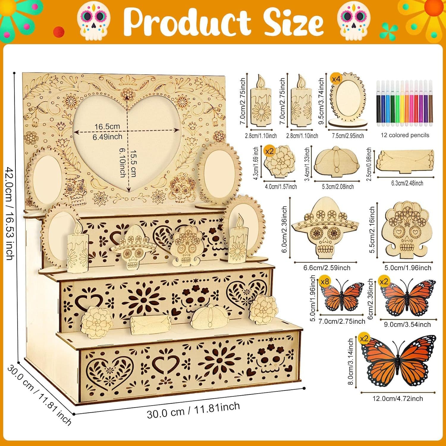 Cross-border Wooden DIY Day Of The Dead Decorative Box Halloween Holiday Ornament