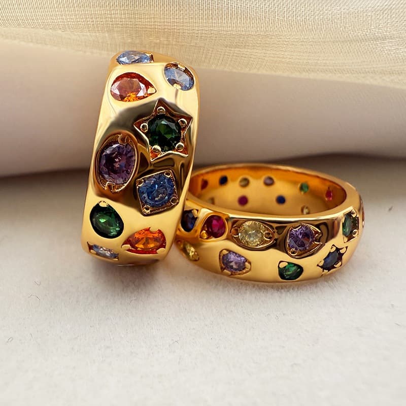 Womens Ring With Colorful Zircons