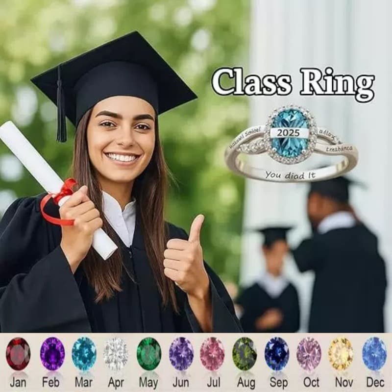 Graduation Commemorative Ring DIY Engraved Love Birthday Stone