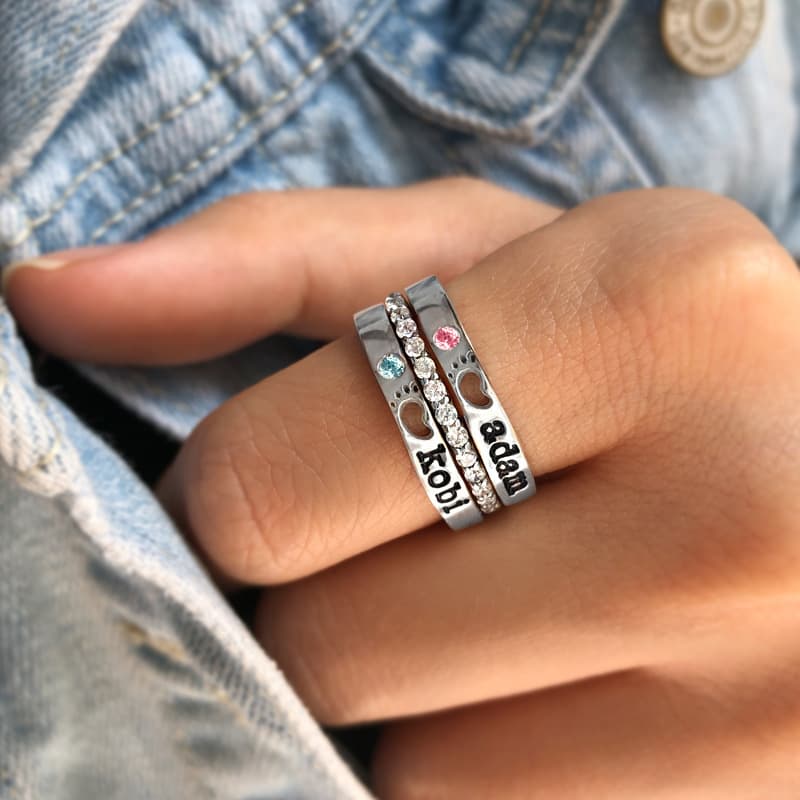 Fashion Stackable S925 Ring With Personalized Birthstone