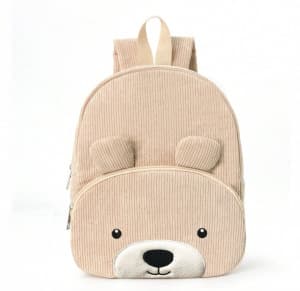 Cute Teddy Bear Backpack, Corduroy, Elementary School Backpack, Fashionable Casual Backpack, Cartoon Plush Bag-0936 Smiling Khaki Bear