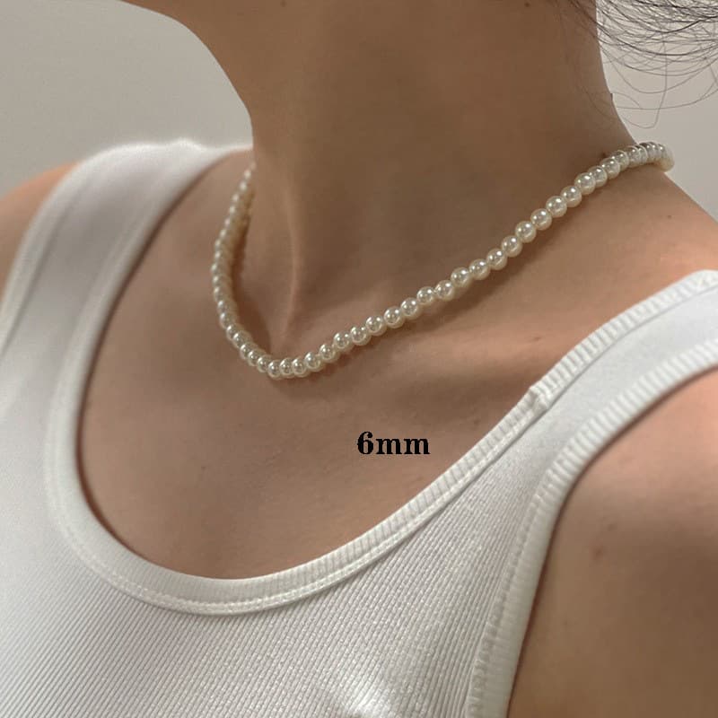 Dainty Faux Pearl Necklace For Women Minimalist Luxury Design Elegant Choker Collarbone Sweater Chain Jewelry