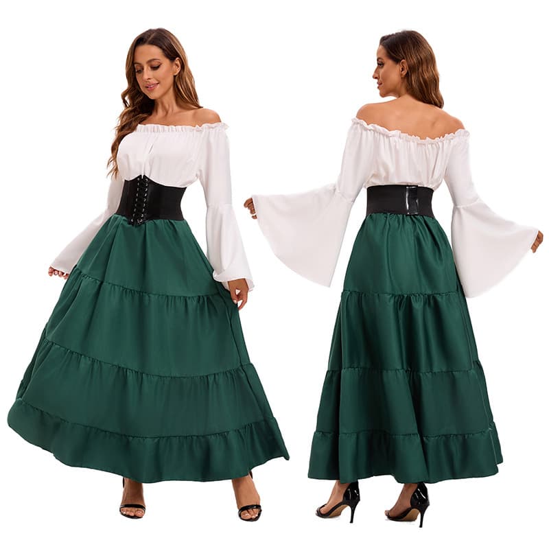 Womens Medieval Costume Vintage Court Long Dress