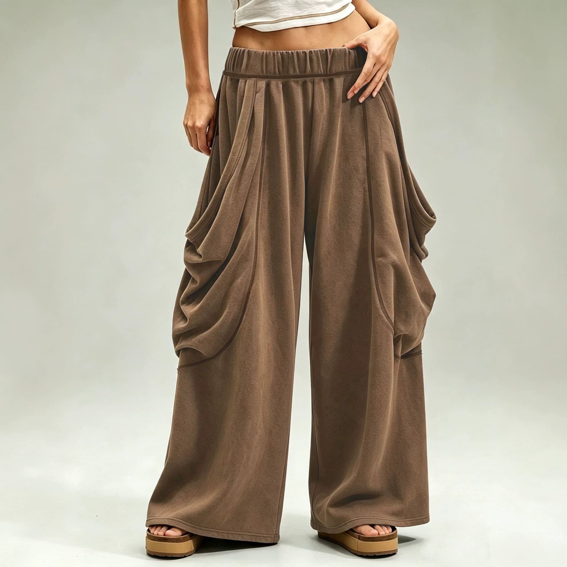 Wide-leg Trousers With Voluminous Patch Pockets