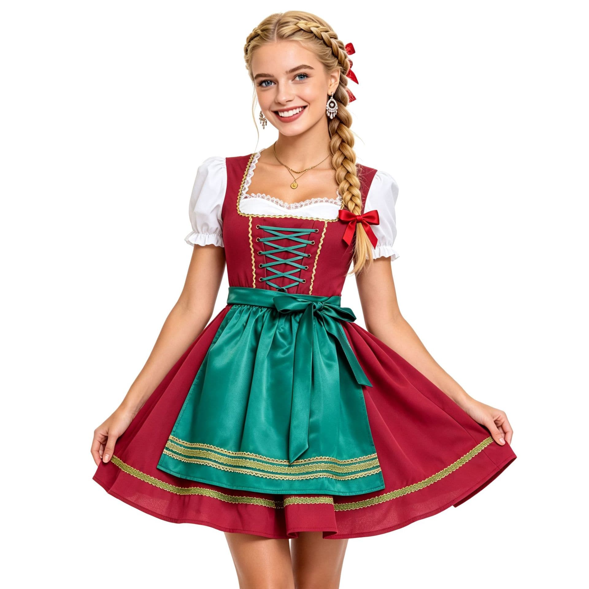 Oktoberfest Dress Mock Two-Piece Strap-Style Apron Skirt