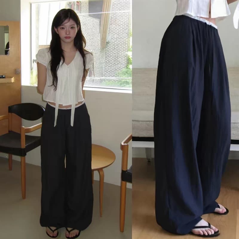 Loose Draping Wide-leg Pants For A Casual Slimming Look