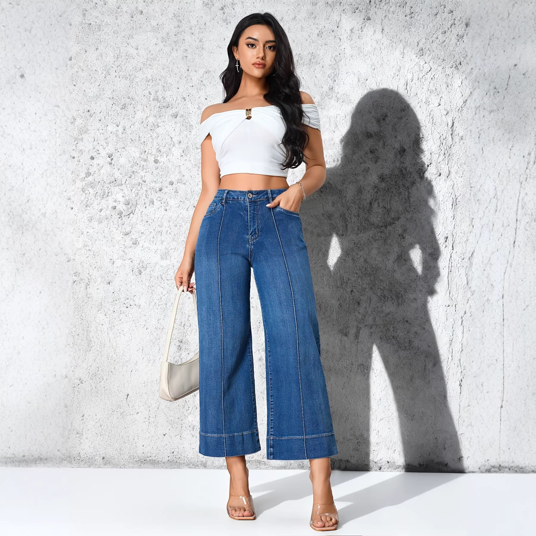 T Denim Straight-leg Pants Cross-border Womens Wide-leg Pants