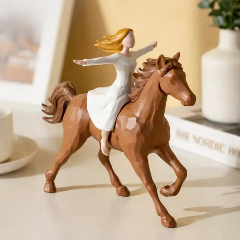Creative Resin Equestrian Figurine Of A Girl Riding A Horse
