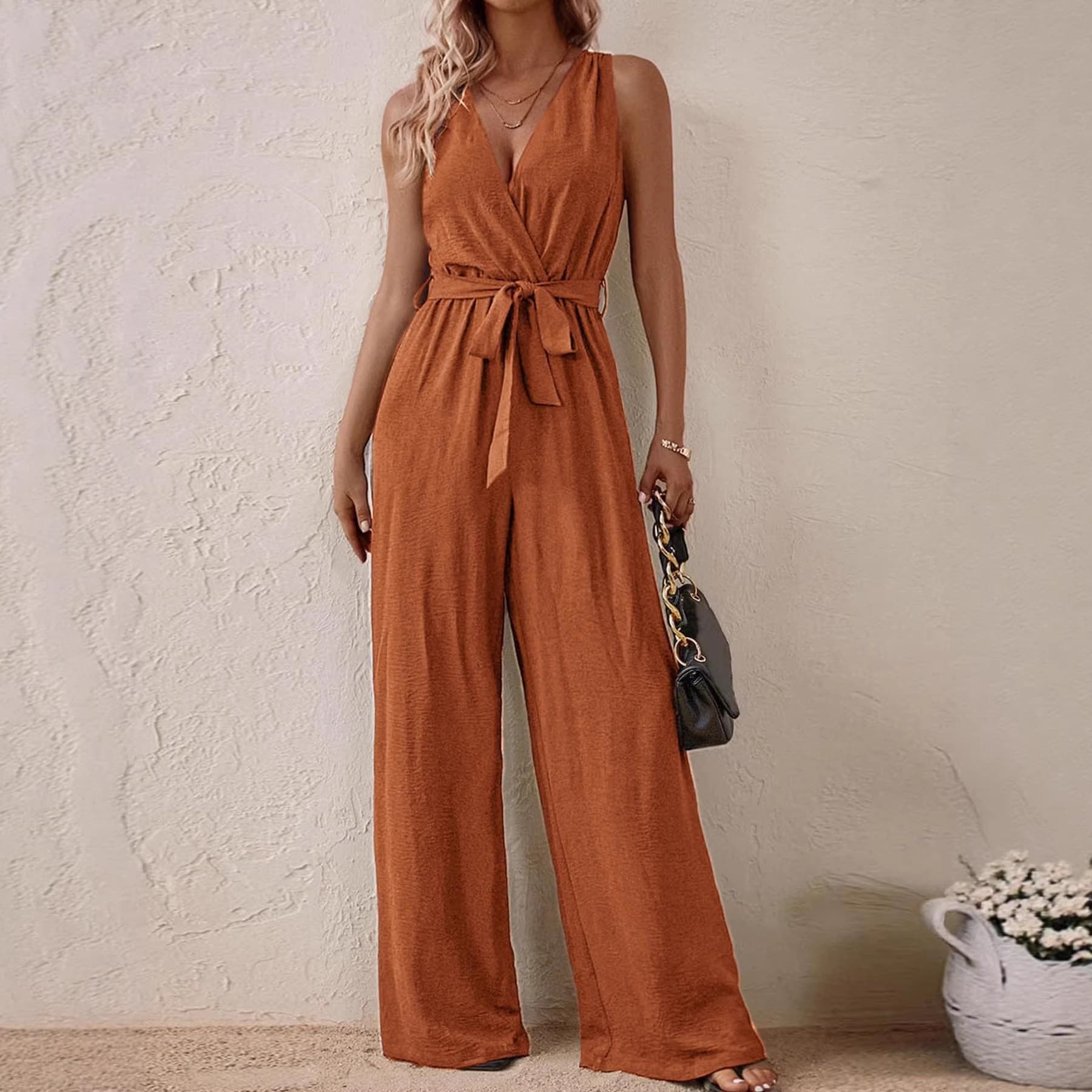 New Stylish V-neck High-waisted Jumpsuit