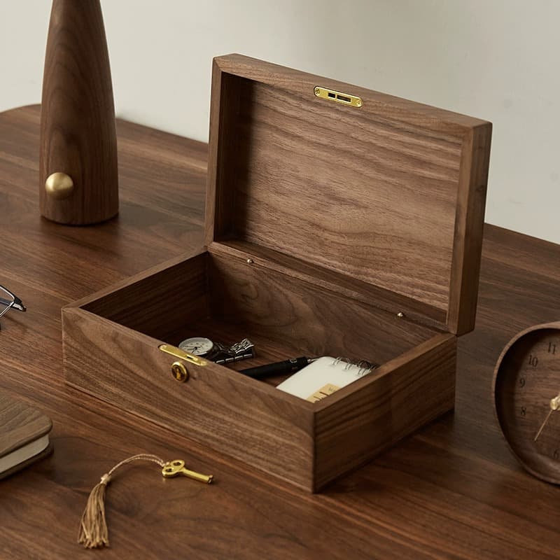 Walnut Vintage Desktop Storage Box For Sundries And Cosmetics