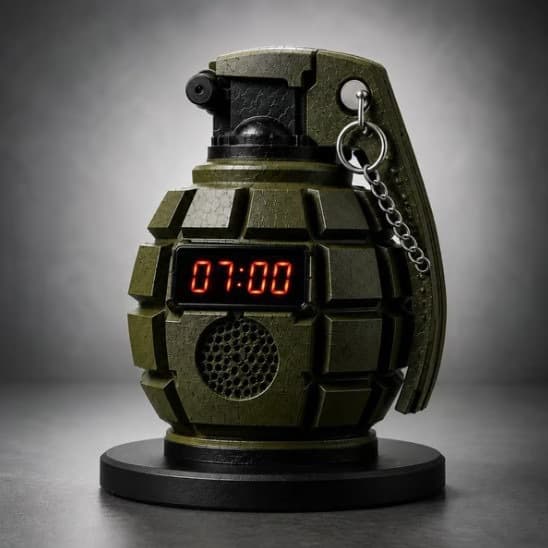 Mini Creative Grenade Alarm Clock Ornament Resin Craft