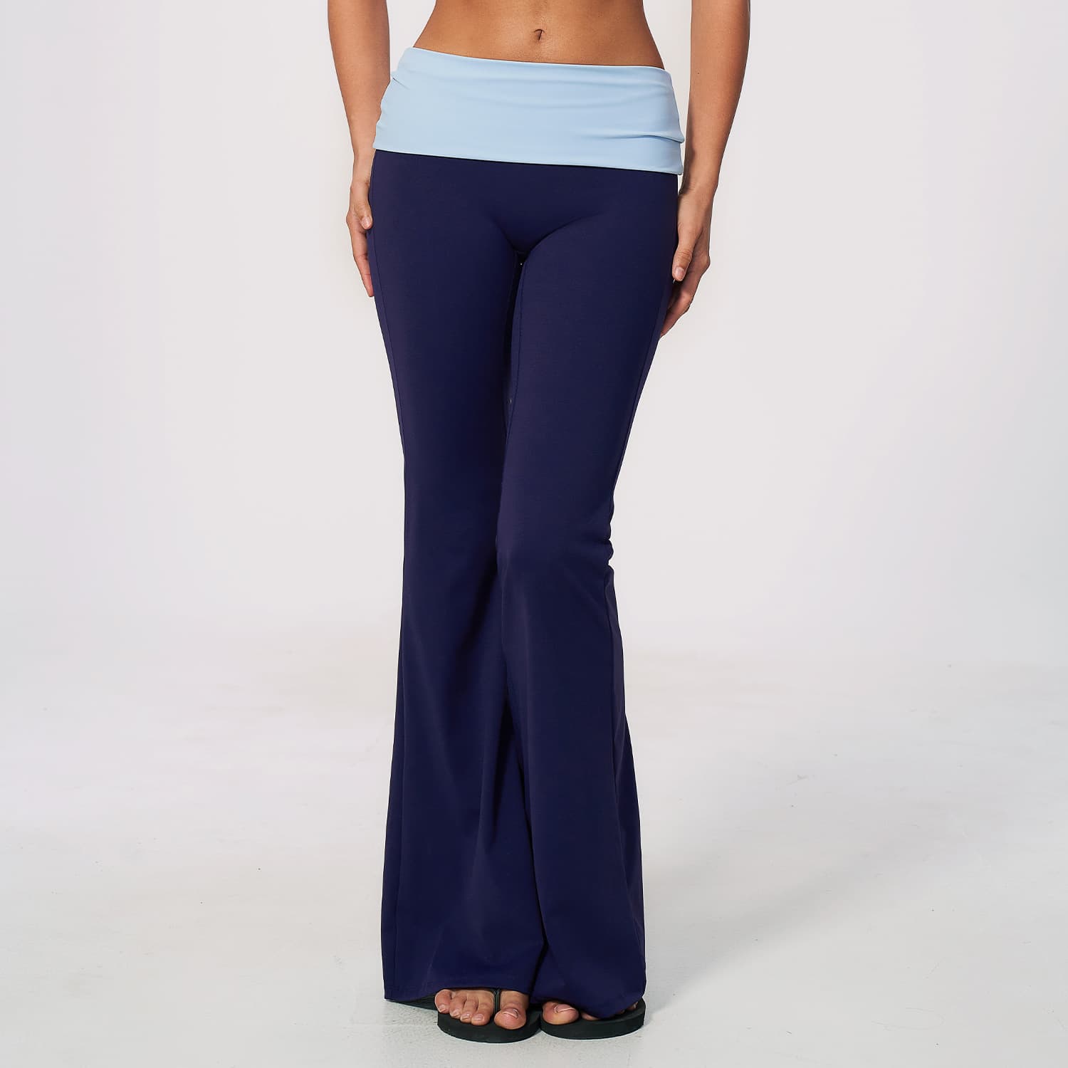 Flared Yoga Color-blocked Nude-feel Hip-lifting Wide-leg Athletic Pants