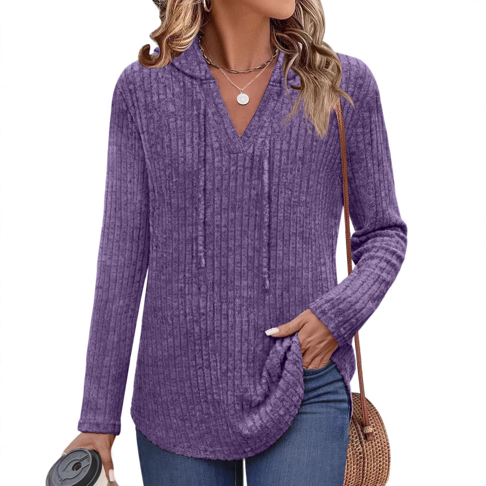 Long-sleeved Ribbed Brushed T-shirt Loose Fit