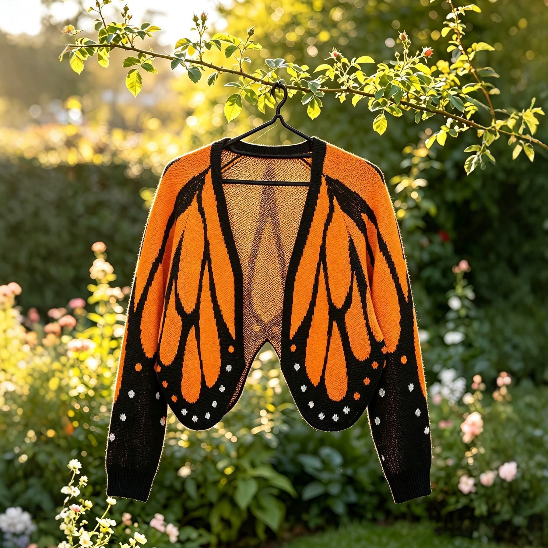 Women's SpringAutumn Knitted Cardigan With Butterflies