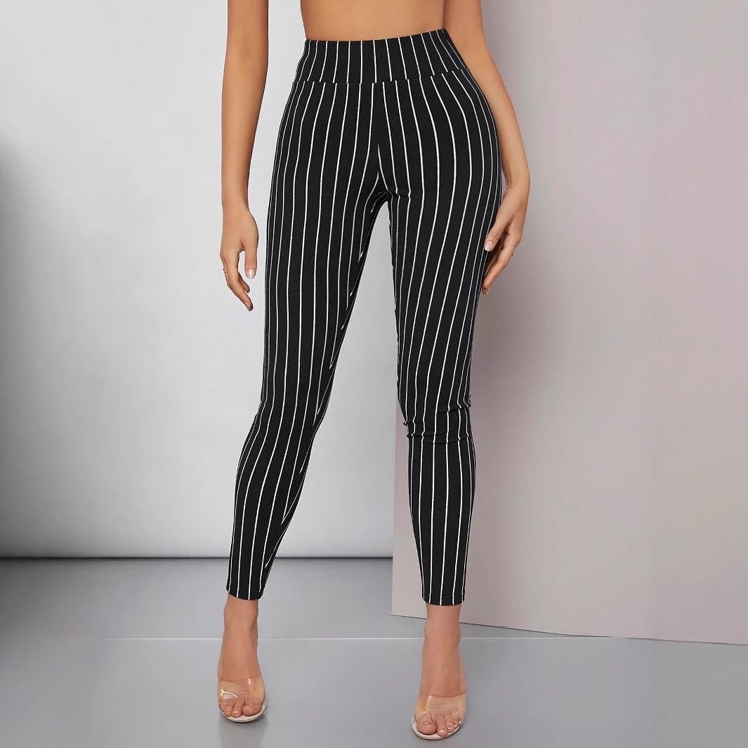Womens Casual Fashion Striped Leggings