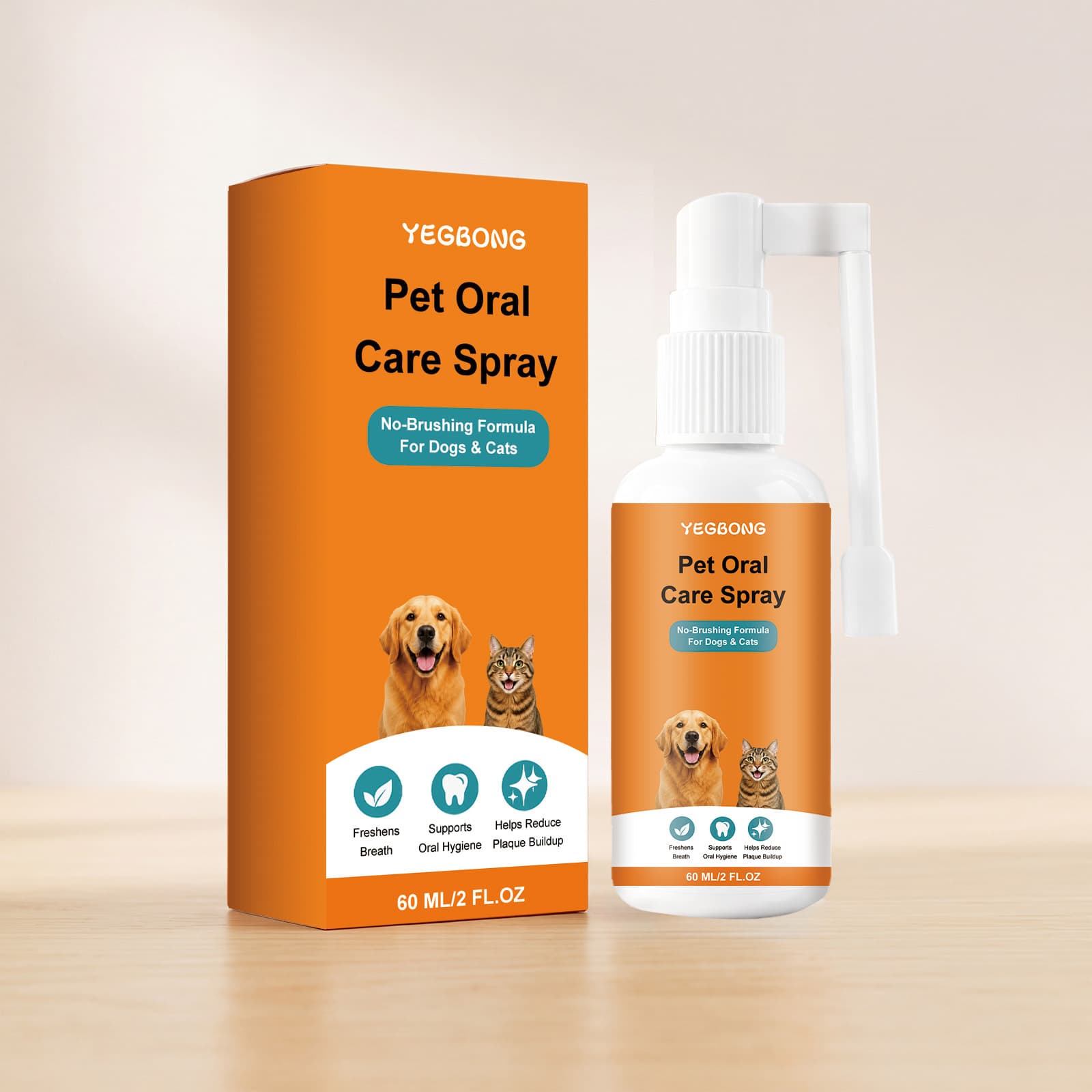 Yegbong Pet Oral Care Spray Freshens Breath, Cleans Teeth, Protects Teeth, Universal Oral Spray For Cats And Dogs