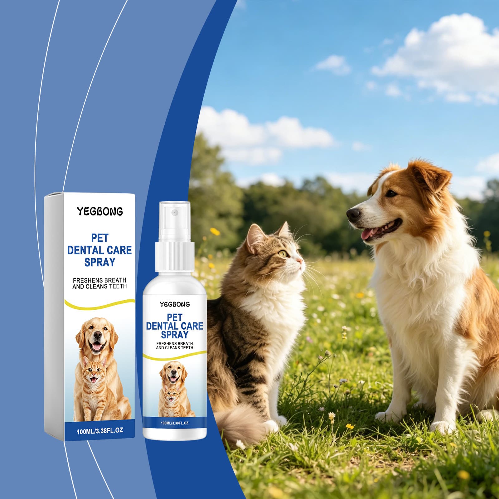 Yegbong Pet Oral Spray Gentle Care And Cleaning For Pet Teeth And Odor Removal, Daily Cleaning For Cats And Dogs