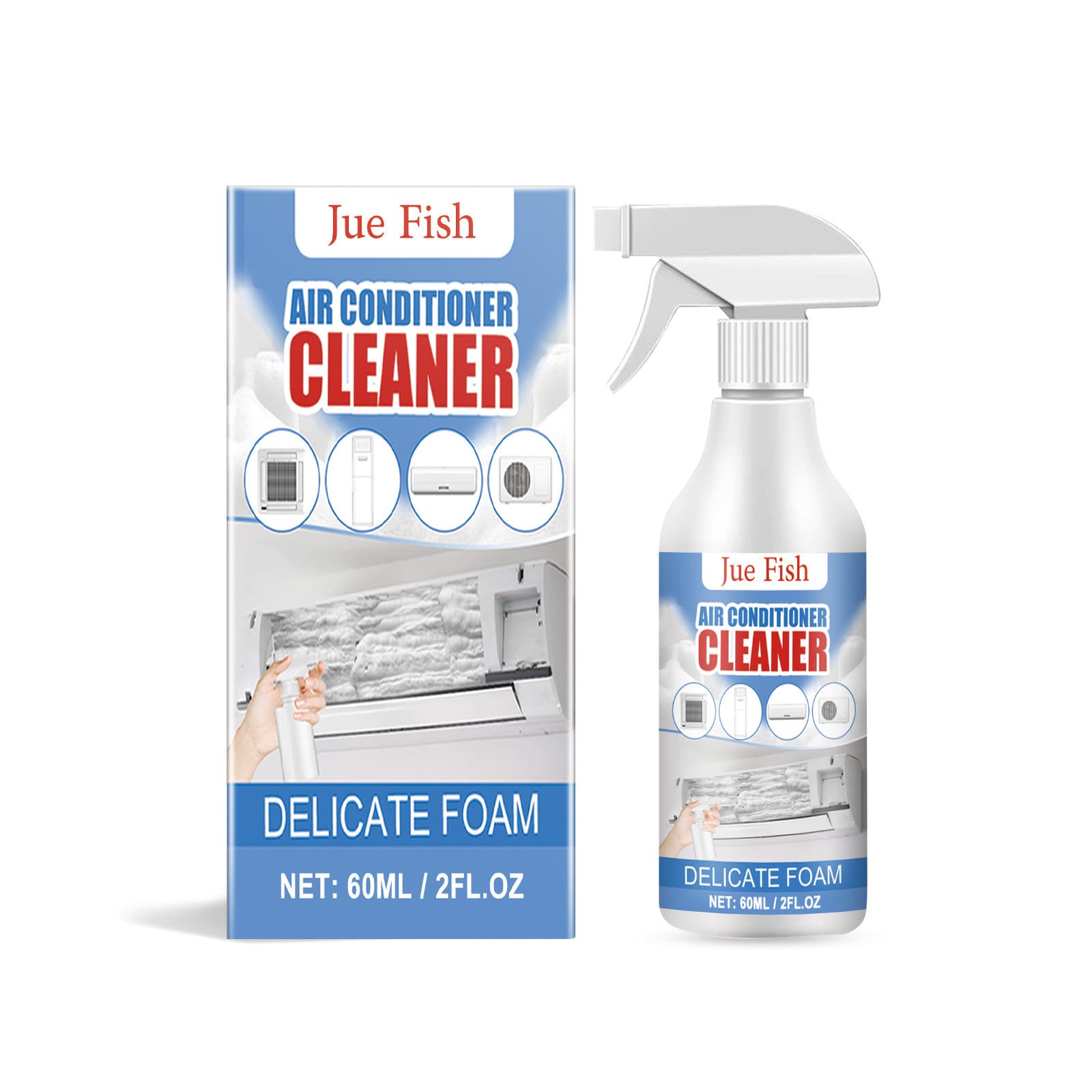 Jue-Fish Air Conditioner Cleaner For Household Air Conditioners, No Disassembly Or Washing Required, Deodorizing And Descaling Foam Air Conditioner Cleaning