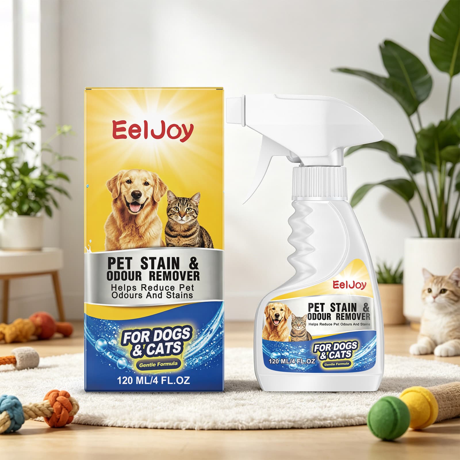 Eeljoy Pet Stain And Odor Remover, Universal For Cats And Dogs, Removes Urine Stains And Eliminates Odors, Daily Cleaning And Care