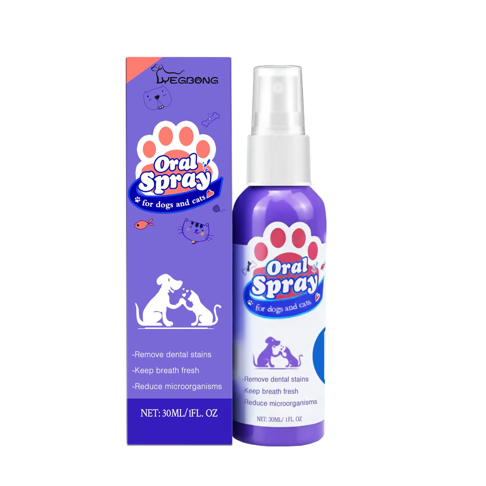 Yegbong Cat And Dog Teeth Cleaning Spray Removes Teeth Stains And Bad Breath Freshens Breath Pet Oral Care Spray