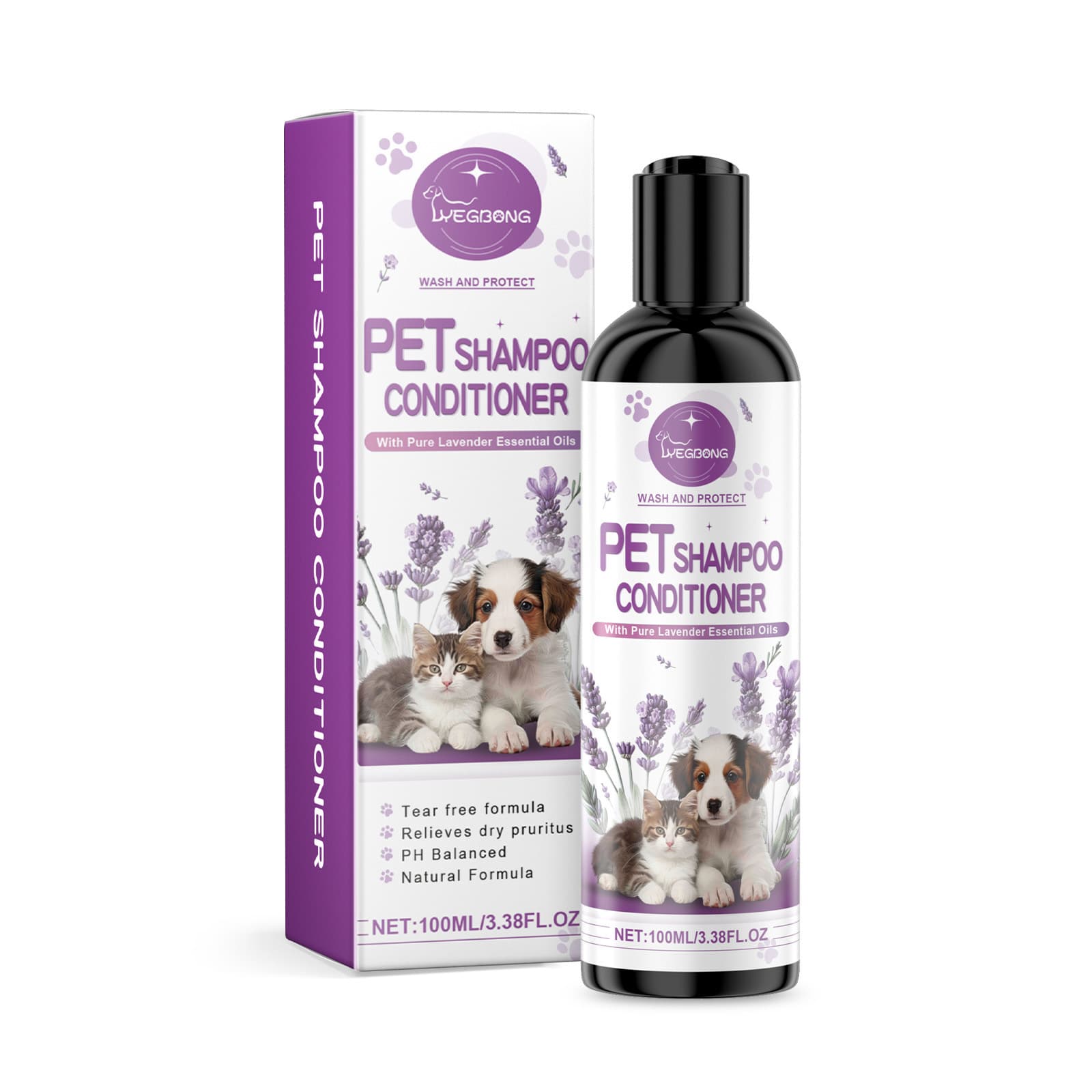 Yegbong Pet Lavender Shampoo Gently Cleanses The Hair Of Cats And Dogs, Making It Fluffy, Smooth, And Fragrant