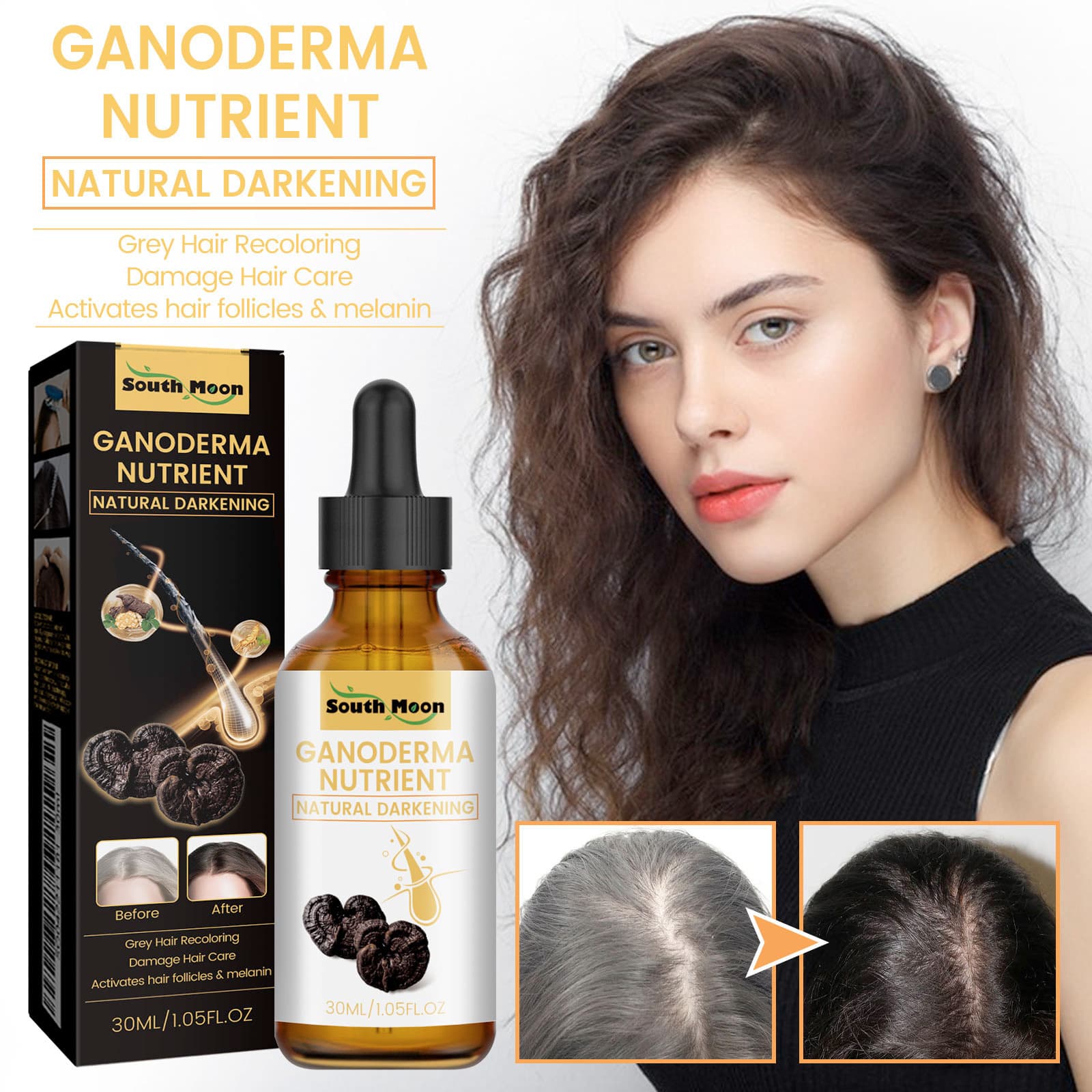 South Moon Black Ganoderma Hair Moisturizing Hair Care Massage