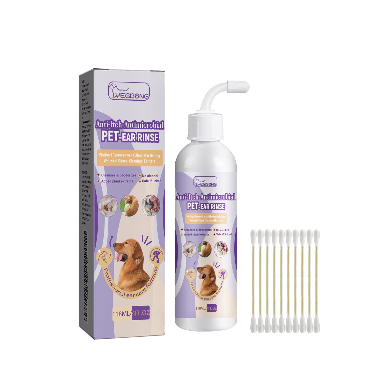 Yegbong Pet Ear Cleaning Solution For Cats And Dogs To Relieve Ear Canal Odor And Clean Earwax