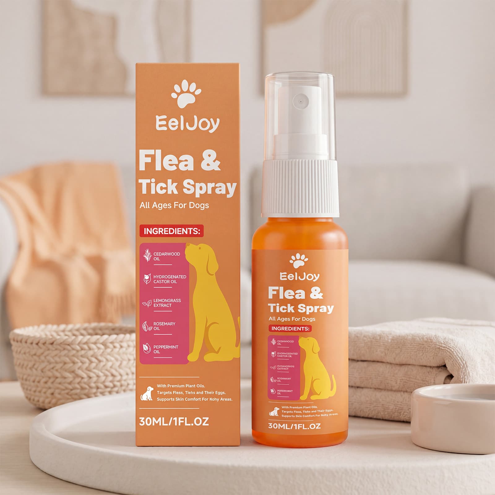 Eeljoy Dog Flea And Tick Spray Gentle Cleansing And Refreshing For Pet Fur Daily Insect Repellent And Cleaning